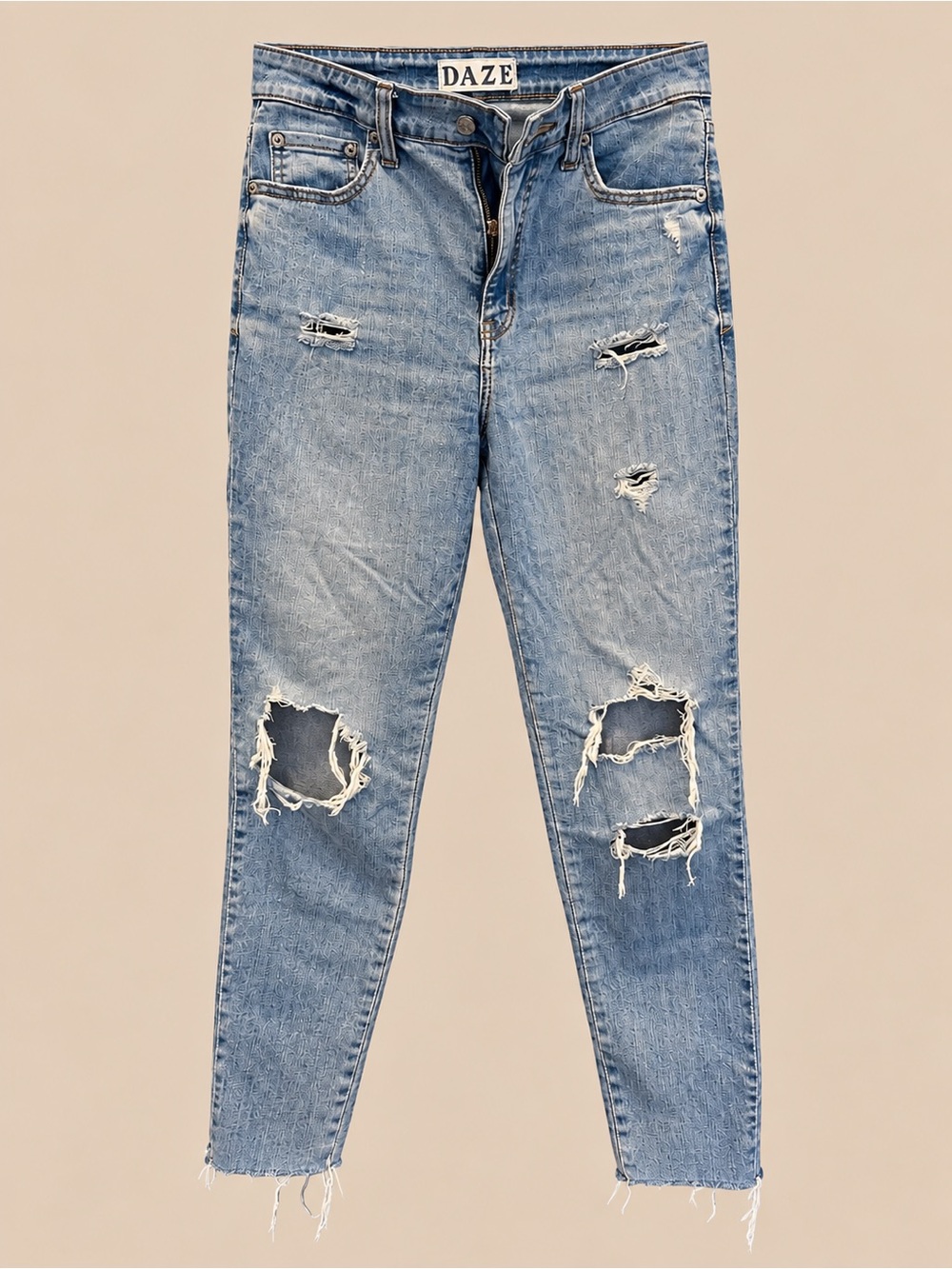 DAZE Moneymaker Obstruct Distressed High Rise Skinny Jeans 29